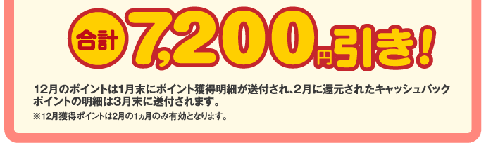 合計7,200円引き！